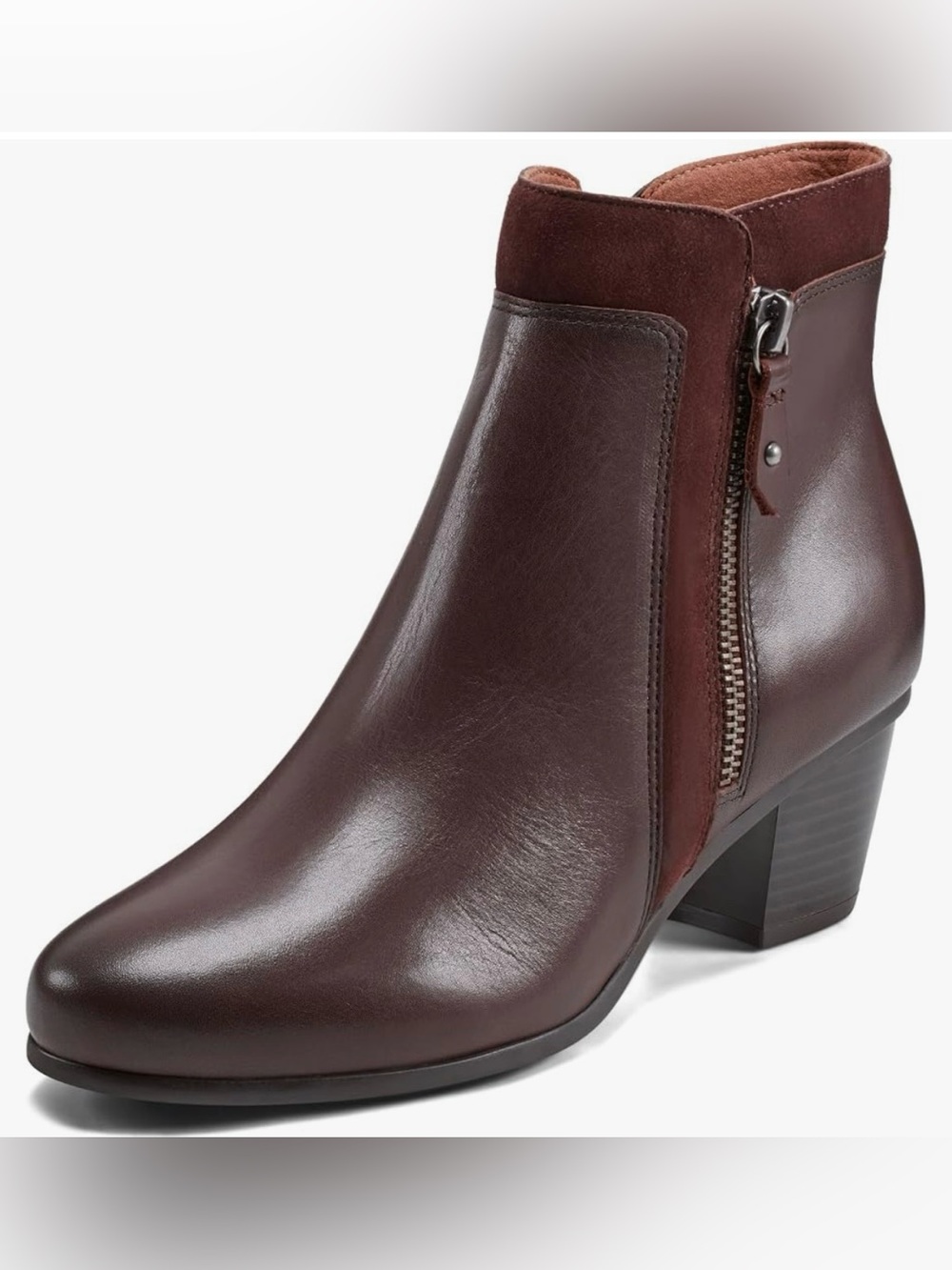 Cobb Hill Wynter Leather Bootie with Side Zip Dark Red 9.5W NWOT